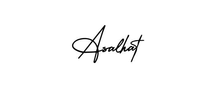 You should practise on your own different ways (AmerikaSignatureDemo-Regular) to write your name (Asalhat) in signature. don't let someone else do it for you. Asalhat signature style 3 images and pictures png
