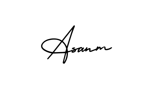 How to make Asanm name signature. Use AmerikaSignatureDemo-Regular style for creating short signs online. This is the latest handwritten sign. Asanm signature style 3 images and pictures png