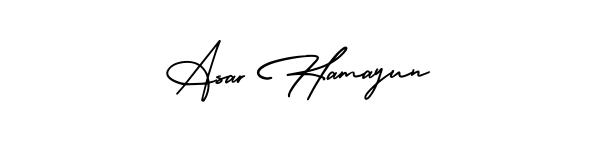 How to make Asar Hamayun name signature. Use AmerikaSignatureDemo-Regular style for creating short signs online. This is the latest handwritten sign. Asar Hamayun signature style 3 images and pictures png