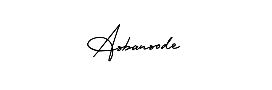 You should practise on your own different ways (AmerikaSignatureDemo-Regular) to write your name (Asbansode) in signature. don't let someone else do it for you. Asbansode signature style 3 images and pictures png