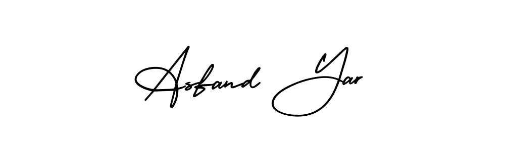 The best way (AmerikaSignatureDemo-Regular) to make a short signature is to pick only two or three words in your name. The name Asfand Yar include a total of six letters. For converting this name. Asfand Yar signature style 3 images and pictures png