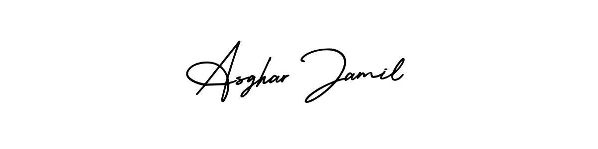 This is the best signature style for the Asghar Jamil name. Also you like these signature font (AmerikaSignatureDemo-Regular). Mix name signature. Asghar Jamil signature style 3 images and pictures png