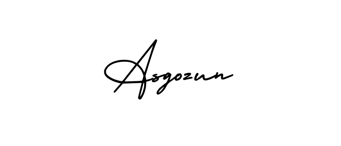 How to make Asgozun name signature. Use AmerikaSignatureDemo-Regular style for creating short signs online. This is the latest handwritten sign. Asgozun signature style 3 images and pictures png