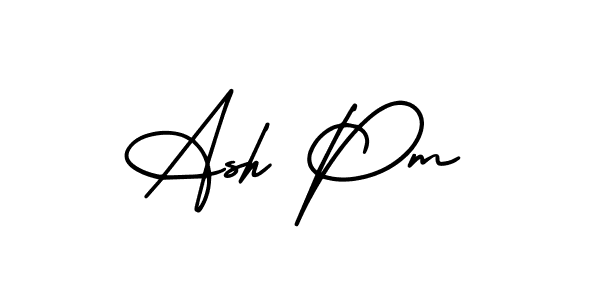 if you are searching for the best signature style for your name Ash Pm. so please give up your signature search. here we have designed multiple signature styles  using AmerikaSignatureDemo-Regular. Ash Pm signature style 3 images and pictures png