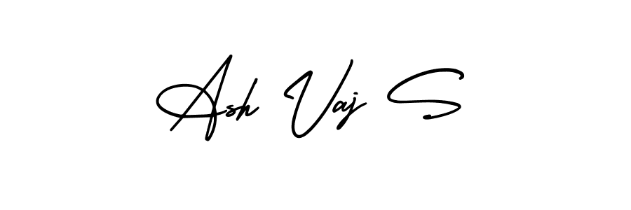 The best way (AmerikaSignatureDemo-Regular) to make a short signature is to pick only two or three words in your name. The name Ash Vaj S include a total of six letters. For converting this name. Ash Vaj S signature style 3 images and pictures png