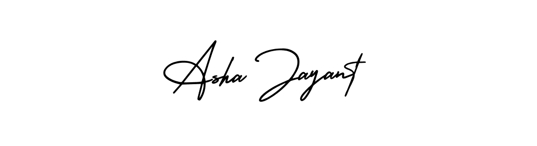 You should practise on your own different ways (AmerikaSignatureDemo-Regular) to write your name (Asha Jayant) in signature. don't let someone else do it for you. Asha Jayant signature style 3 images and pictures png