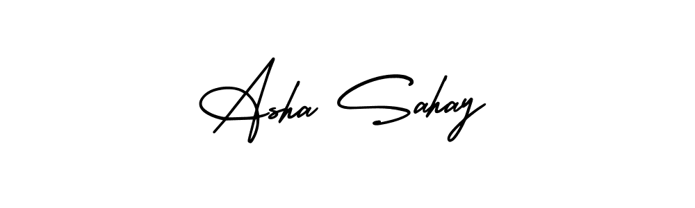 The best way (AmerikaSignatureDemo-Regular) to make a short signature is to pick only two or three words in your name. The name Asha Sahay include a total of six letters. For converting this name. Asha Sahay signature style 3 images and pictures png