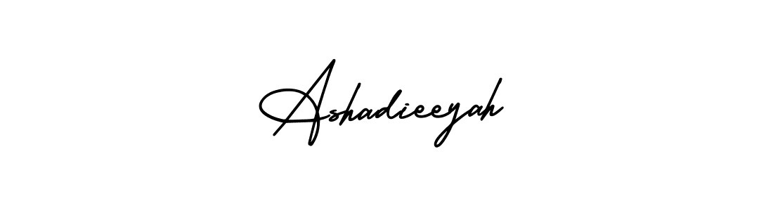 It looks lik you need a new signature style for name Ashadieeyah. Design unique handwritten (AmerikaSignatureDemo-Regular) signature with our free signature maker in just a few clicks. Ashadieeyah signature style 3 images and pictures png