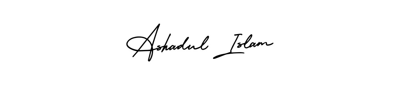 The best way (AmerikaSignatureDemo-Regular) to make a short signature is to pick only two or three words in your name. The name Ashadul Islam include a total of six letters. For converting this name. Ashadul Islam signature style 3 images and pictures png