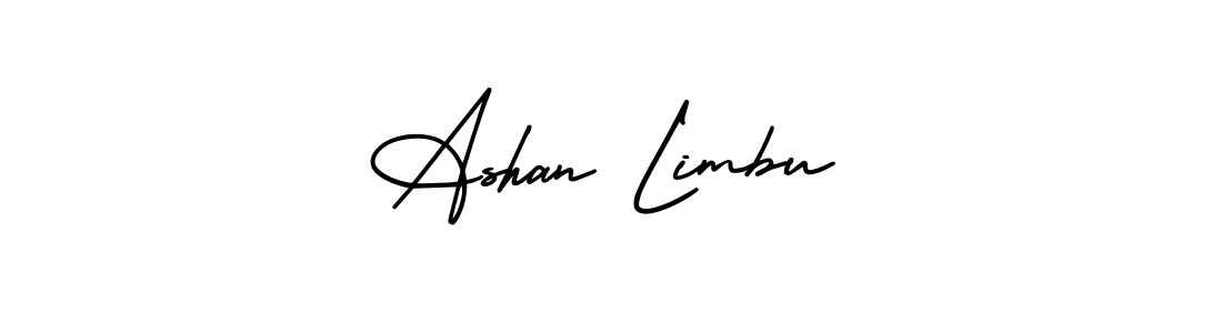 Ashan Limbu stylish signature style. Best Handwritten Sign (AmerikaSignatureDemo-Regular) for my name. Handwritten Signature Collection Ideas for my name Ashan Limbu. Ashan Limbu signature style 3 images and pictures png