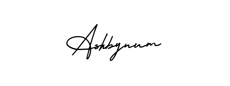 The best way (AmerikaSignatureDemo-Regular) to make a short signature is to pick only two or three words in your name. The name Ashbynum include a total of six letters. For converting this name. Ashbynum signature style 3 images and pictures png