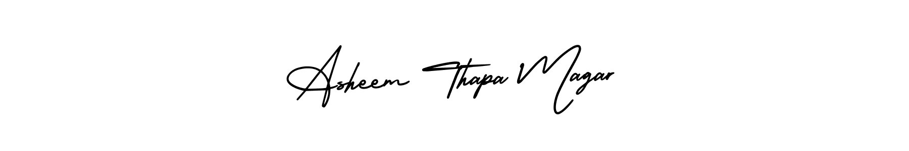 Make a beautiful signature design for name Asheem Thapa Magar. With this signature (AmerikaSignatureDemo-Regular) style, you can create a handwritten signature for free. Asheem Thapa Magar signature style 3 images and pictures png