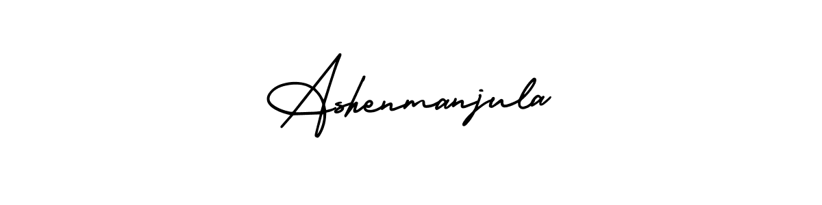 How to make Ashenmanjula name signature. Use AmerikaSignatureDemo-Regular style for creating short signs online. This is the latest handwritten sign. Ashenmanjula signature style 3 images and pictures png