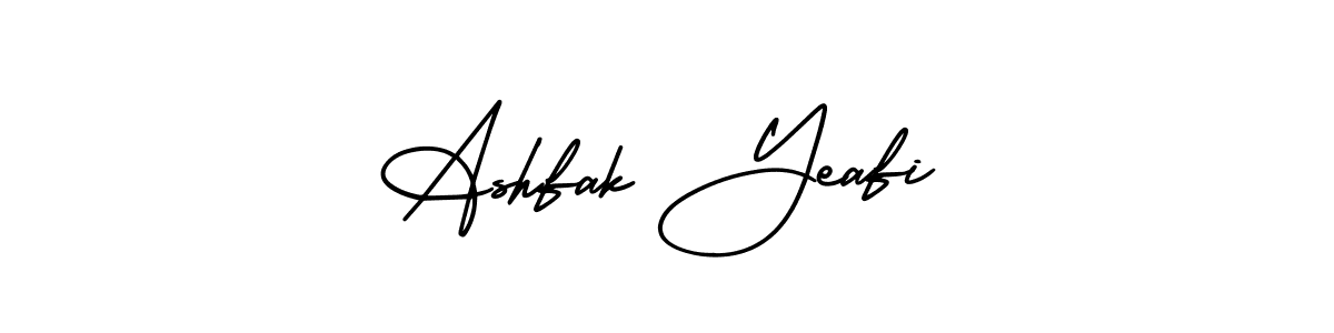 You should practise on your own different ways (AmerikaSignatureDemo-Regular) to write your name (Ashfak Yeafi) in signature. don't let someone else do it for you. Ashfak Yeafi signature style 3 images and pictures png