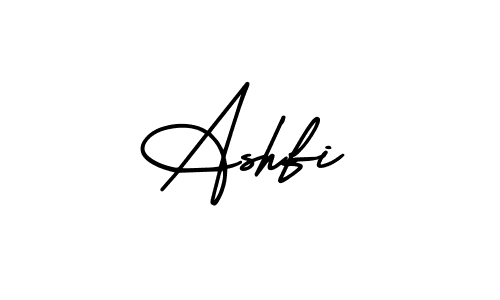 You should practise on your own different ways (AmerikaSignatureDemo-Regular) to write your name (Ashfi) in signature. don't let someone else do it for you. Ashfi signature style 3 images and pictures png