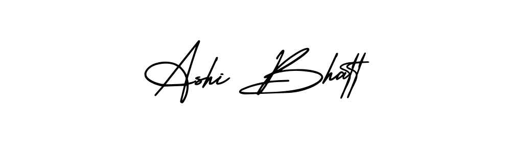 You should practise on your own different ways (AmerikaSignatureDemo-Regular) to write your name (Ashi Bhatt) in signature. don't let someone else do it for you. Ashi Bhatt signature style 3 images and pictures png