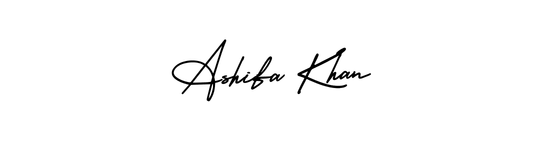 The best way (AmerikaSignatureDemo-Regular) to make a short signature is to pick only two or three words in your name. The name Ashifa Khan include a total of six letters. For converting this name. Ashifa Khan signature style 3 images and pictures png