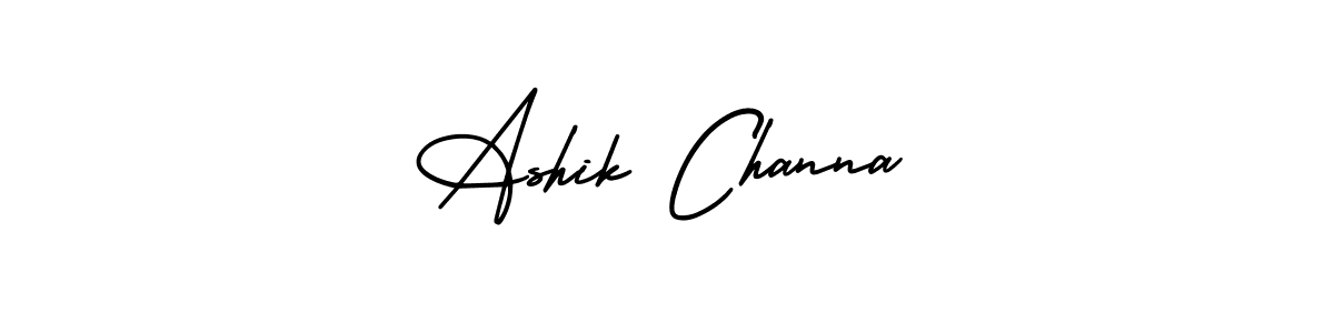 The best way (AmerikaSignatureDemo-Regular) to make a short signature is to pick only two or three words in your name. The name Ashik Channa include a total of six letters. For converting this name. Ashik Channa signature style 3 images and pictures png