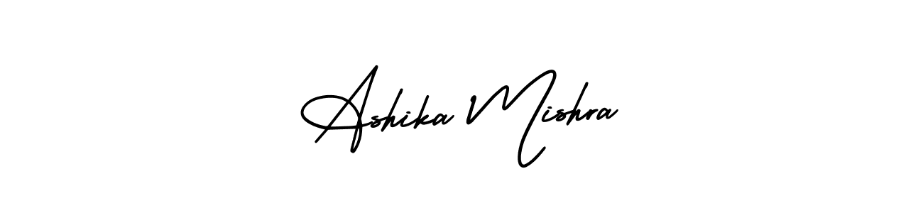 You should practise on your own different ways (AmerikaSignatureDemo-Regular) to write your name (Ashika Mishra) in signature. don't let someone else do it for you. Ashika Mishra signature style 3 images and pictures png