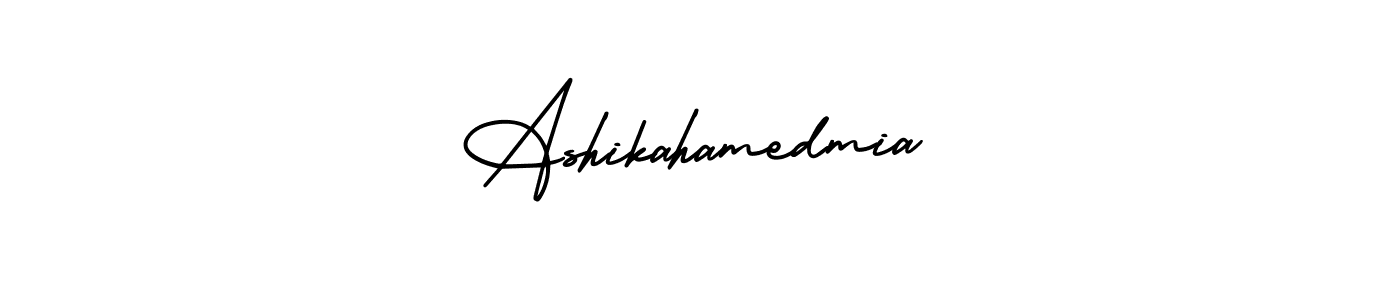 How to make Ashikahamedmia name signature. Use AmerikaSignatureDemo-Regular style for creating short signs online. This is the latest handwritten sign. Ashikahamedmia signature style 3 images and pictures png