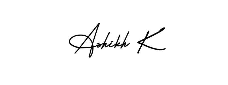 This is the best signature style for the Ashikh K name. Also you like these signature font (AmerikaSignatureDemo-Regular). Mix name signature. Ashikh K signature style 3 images and pictures png