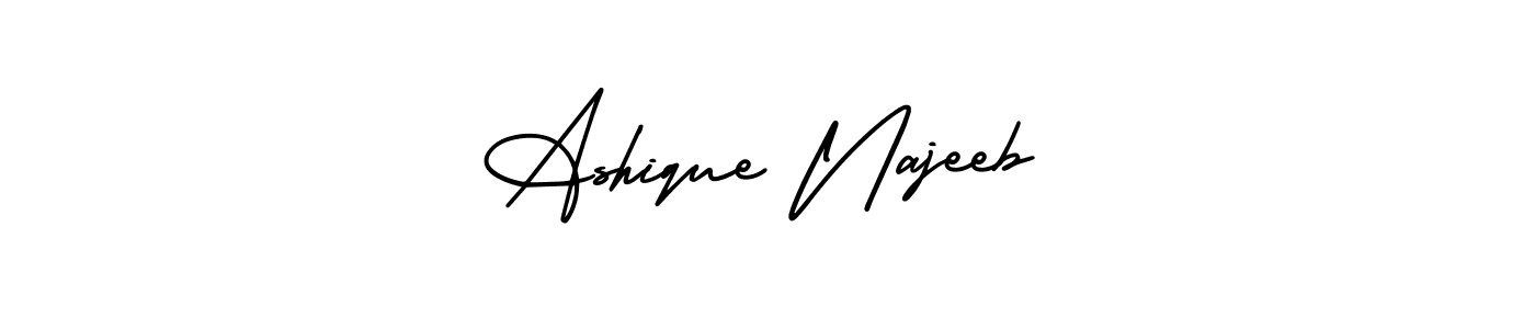 Make a beautiful signature design for name Ashique Najeeb. With this signature (AmerikaSignatureDemo-Regular) style, you can create a handwritten signature for free. Ashique Najeeb signature style 3 images and pictures png