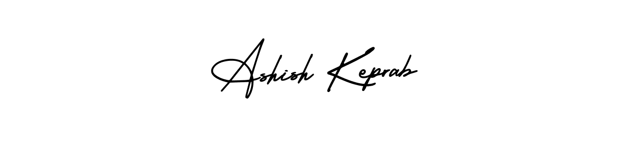 You should practise on your own different ways (AmerikaSignatureDemo-Regular) to write your name (Ashish Keprab) in signature. don't let someone else do it for you. Ashish Keprab signature style 3 images and pictures png