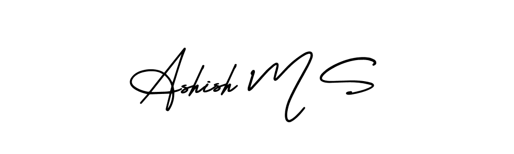 How to make Ashish M S name signature. Use AmerikaSignatureDemo-Regular style for creating short signs online. This is the latest handwritten sign. Ashish M S signature style 3 images and pictures png