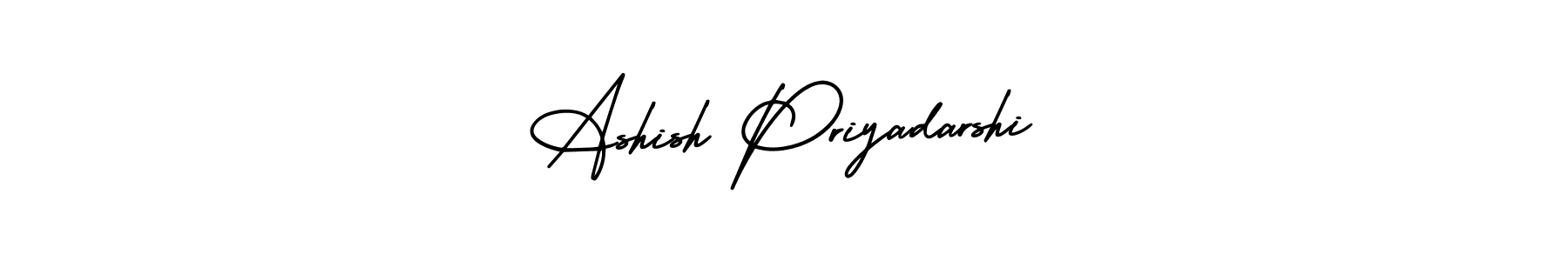 The best way (AmerikaSignatureDemo-Regular) to make a short signature is to pick only two or three words in your name. The name Ashish Priyadarshi include a total of six letters. For converting this name. Ashish Priyadarshi signature style 3 images and pictures png