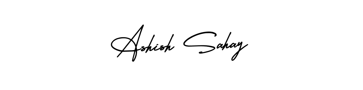 The best way (AmerikaSignatureDemo-Regular) to make a short signature is to pick only two or three words in your name. The name Ashish Sahay include a total of six letters. For converting this name. Ashish Sahay signature style 3 images and pictures png