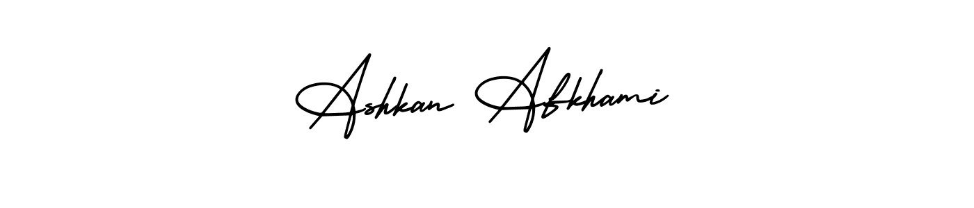 The best way (AmerikaSignatureDemo-Regular) to make a short signature is to pick only two or three words in your name. The name Ashkan Afkhami include a total of six letters. For converting this name. Ashkan Afkhami signature style 3 images and pictures png