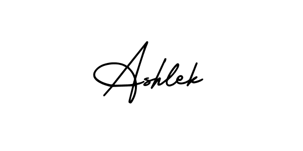 How to make Ashlek name signature. Use AmerikaSignatureDemo-Regular style for creating short signs online. This is the latest handwritten sign. Ashlek signature style 3 images and pictures png