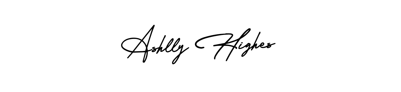 if you are searching for the best signature style for your name Ashlly Highes. so please give up your signature search. here we have designed multiple signature styles  using AmerikaSignatureDemo-Regular. Ashlly Highes signature style 3 images and pictures png