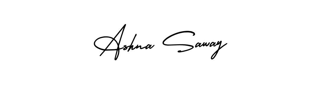 You should practise on your own different ways (AmerikaSignatureDemo-Regular) to write your name (Ashna Saway) in signature. don't let someone else do it for you. Ashna Saway signature style 3 images and pictures png