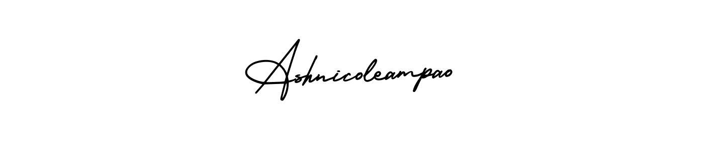 The best way (AmerikaSignatureDemo-Regular) to make a short signature is to pick only two or three words in your name. The name Ashnicoleampao include a total of six letters. For converting this name. Ashnicoleampao signature style 3 images and pictures png