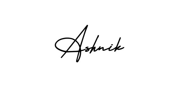 How to make Ashnik name signature. Use AmerikaSignatureDemo-Regular style for creating short signs online. This is the latest handwritten sign. Ashnik signature style 3 images and pictures png