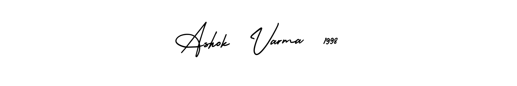 The best way (AmerikaSignatureDemo-Regular) to make a short signature is to pick only two or three words in your name. The name Ashok  Varma  1998 include a total of six letters. For converting this name. Ashok  Varma  1998 signature style 3 images and pictures png
