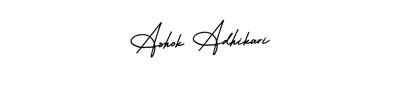 This is the best signature style for the Ashok Adhikari name. Also you like these signature font (AmerikaSignatureDemo-Regular). Mix name signature. Ashok Adhikari signature style 3 images and pictures png