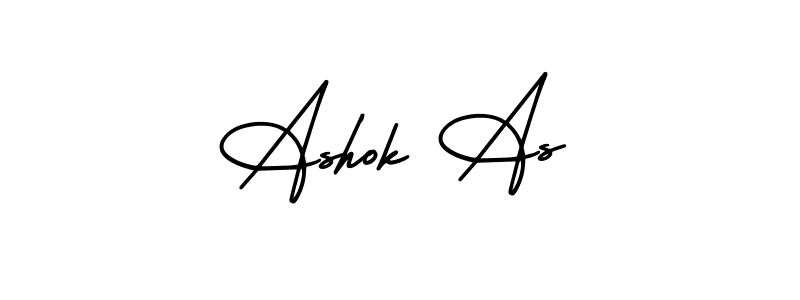 You should practise on your own different ways (AmerikaSignatureDemo-Regular) to write your name (Ashok As) in signature. don't let someone else do it for you. Ashok As signature style 3 images and pictures png