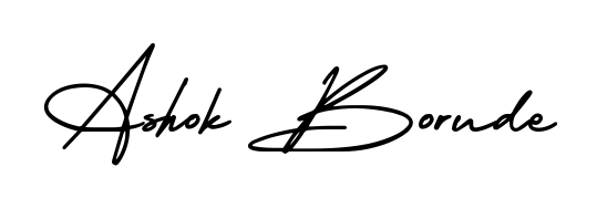 The AmerikaSignatureDemo-Regular font transforms the name Ashok Borude into an executive sign with sharp precision and distinguished character. Ashok Borude signature style 3 images and pictures png