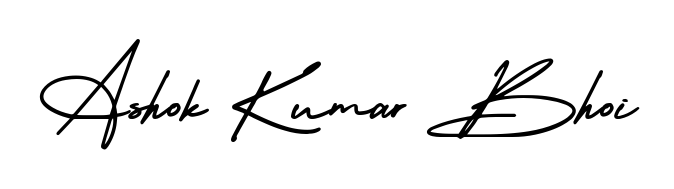 Master the art of signing with Ashok Kumar Bhoi written in fluent AmerikaSignatureDemo-Regular script. A great template to practice and refine your handwriting. Ashok Kumar Bhoi signature style 3 images and pictures png