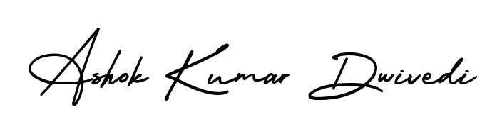 The AmerikaSignatureDemo-Regular font gives name Ashok Kumar Dwivedi a signature that looks effortless yet distinguished. Download high-res PNG instantly. Ashok Kumar Dwivedi signature style 3 images and pictures png