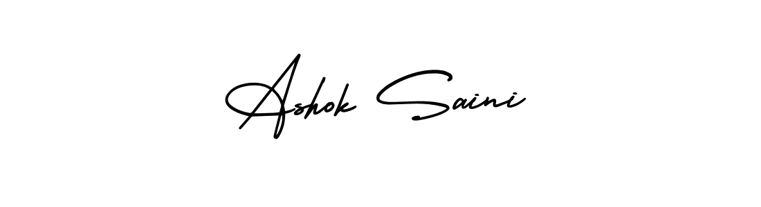 This is the best signature style for the Ashok Saini name. Also you like these signature font (AmerikaSignatureDemo-Regular). Mix name signature. Ashok Saini signature style 3 images and pictures png