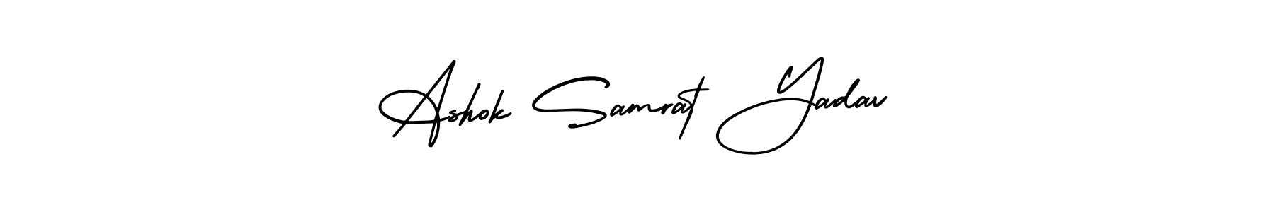 You should practise on your own different ways (AmerikaSignatureDemo-Regular) to write your name (Ashok Samrat Yadav) in signature. don't let someone else do it for you. Ashok Samrat Yadav signature style 3 images and pictures png