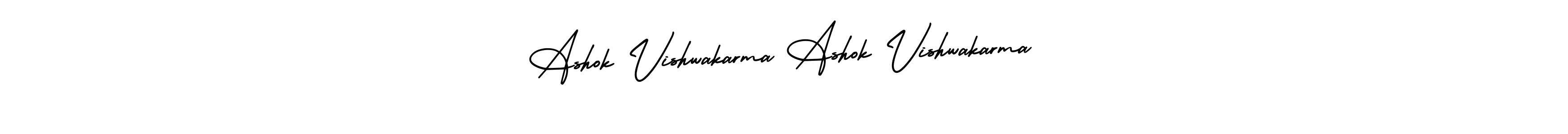 The best way (AmerikaSignatureDemo-Regular) to make a short signature is to pick only two or three words in your name. The name Ashok Vishwakarma Ashok Vishwakarma include a total of six letters. For converting this name. Ashok Vishwakarma Ashok Vishwakarma signature style 3 images and pictures png