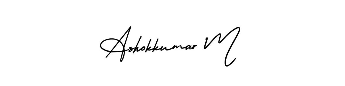 This is the best signature style for the Ashokkumar M name. Also you like these signature font (AmerikaSignatureDemo-Regular). Mix name signature. Ashokkumar M signature style 3 images and pictures png