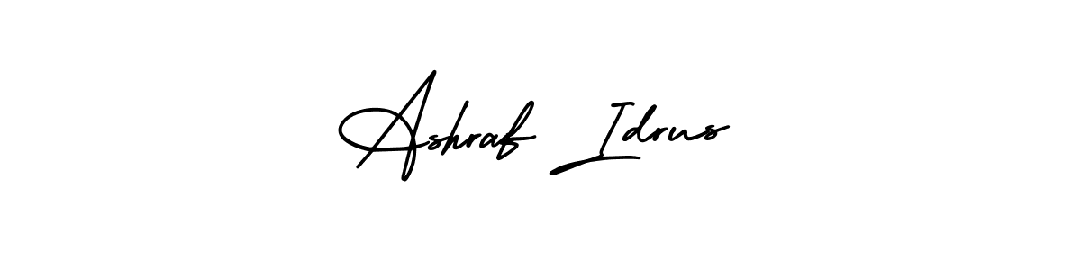 The best way (AmerikaSignatureDemo-Regular) to make a short signature is to pick only two or three words in your name. The name Ashraf Idrus include a total of six letters. For converting this name. Ashraf Idrus signature style 3 images and pictures png