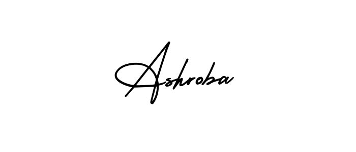 How to make Ashroba name signature. Use AmerikaSignatureDemo-Regular style for creating short signs online. This is the latest handwritten sign. Ashroba signature style 3 images and pictures png