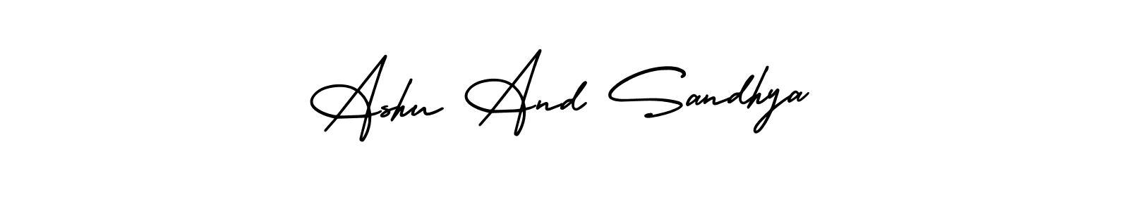 AmerikaSignatureDemo-Regular is a professional signature style that is perfect for those who want to add a touch of class to their signature. It is also a great choice for those who want to make their signature more unique. Get Ashu And Sandhya name to fancy signature for free. Ashu And Sandhya signature style 3 images and pictures png