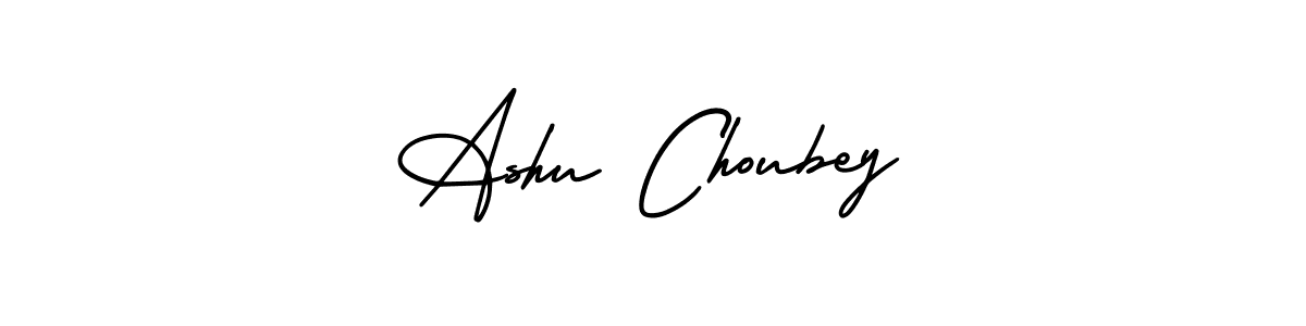 You should practise on your own different ways (AmerikaSignatureDemo-Regular) to write your name (Ashu Choubey) in signature. don't let someone else do it for you. Ashu Choubey signature style 3 images and pictures png